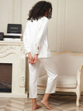 SilkSilky AU 22Momme Pure Silk Long Sleeve Womens Pajamas White 002