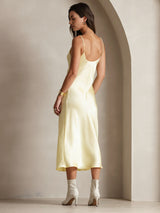 [Light Yellow] SilkSilky-AU Sleeveless V Neck Dress 002