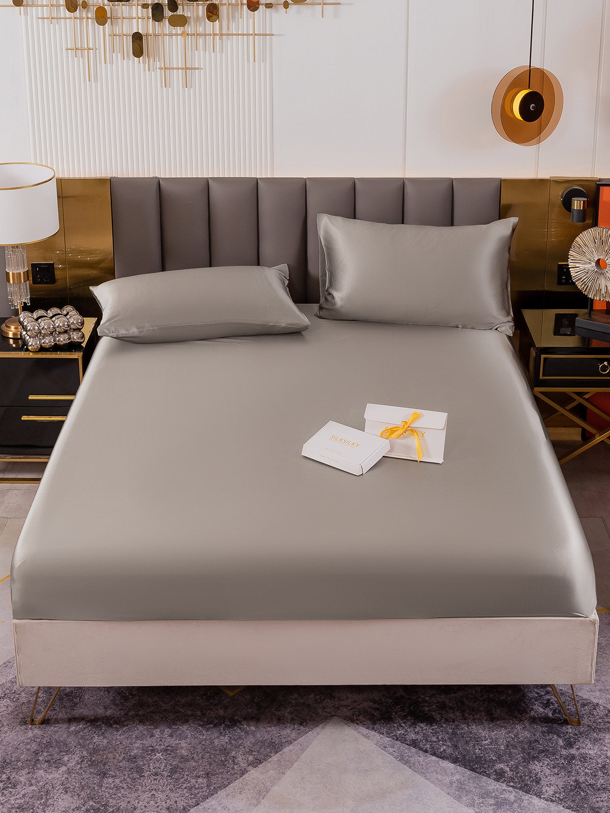 SilkSilky AU 19Momme Pure Silk Bedding Set Gray 002