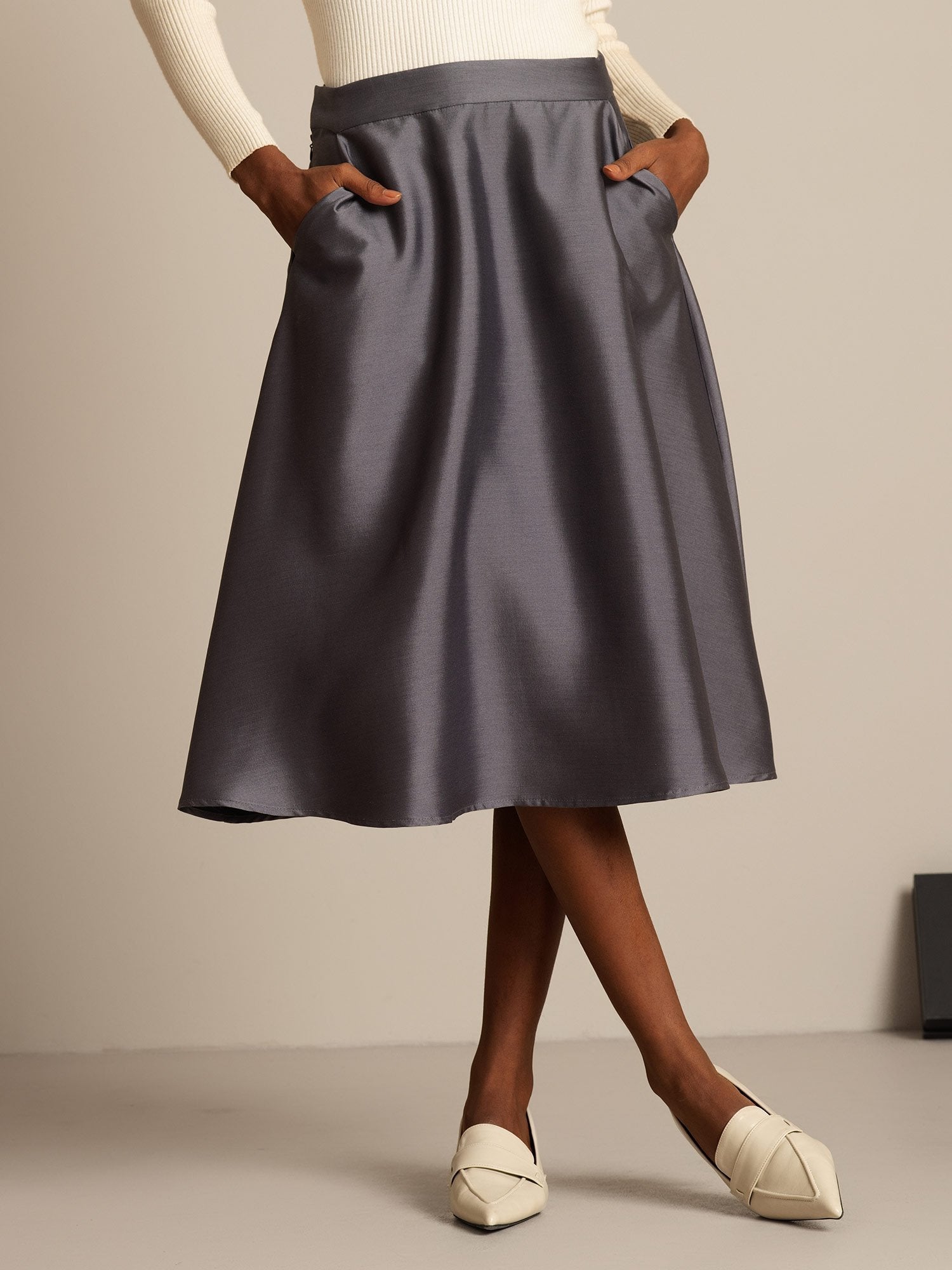 [Gray] SilkSilky-AU 32Momme Wool Skirt 001,