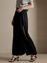 [Black] SilkSilky-AU 19Momme Silk Split Women's Pants 005