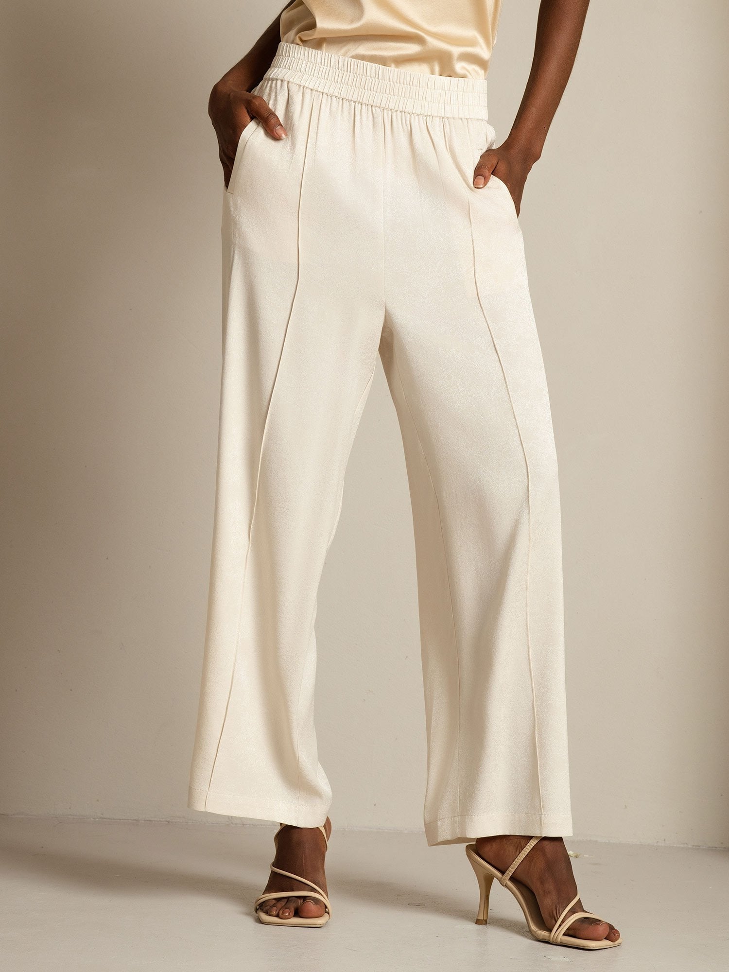 [Beige] SilkSilky-AU 22Momme Silk Womens Pants 003