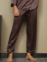 [Coffee] SilkSilky-AU Pure Silk Mens Sleep Bottoms 003,