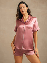 [Pale Mauve] SilkSilky-AU Short Sleeve Lapel Collar Women's Pyjamas 003