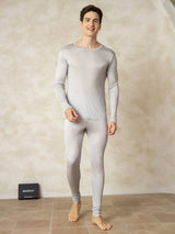 [Silver] SilkSilky-AU Silk Jersey Long Sleeve Round Neck Men's Long Johns 004