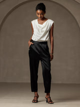 [Black] SilkSilky-AU 19Momme Silk Womens Pants 001