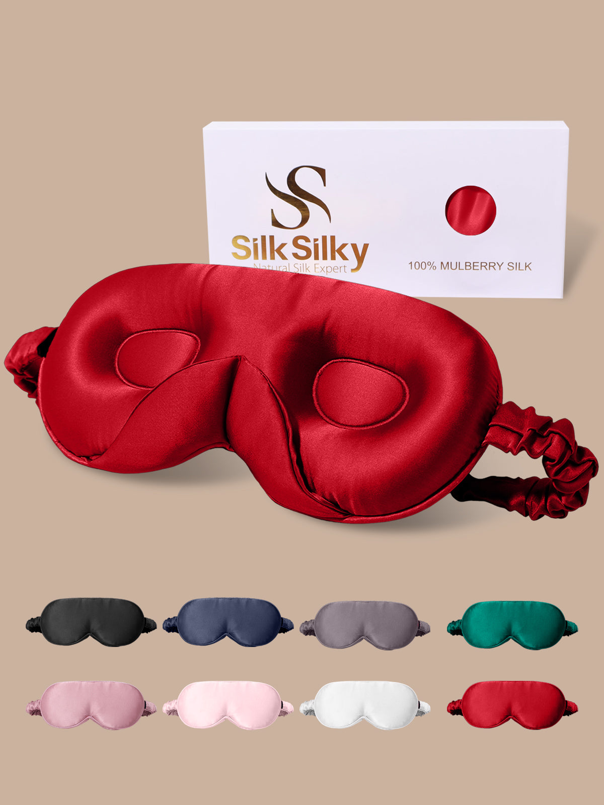 [Wine] SilkSilky-AU Pure Silk Eye Mask 001