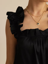 [Black] SilkSilky-AU 19Momme Silk Sleeveless Square Neck Dress 004