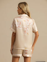 [Champagne] SilkSilky-AU Short Sleeve Lapel Collar Women's Pyjamas 002