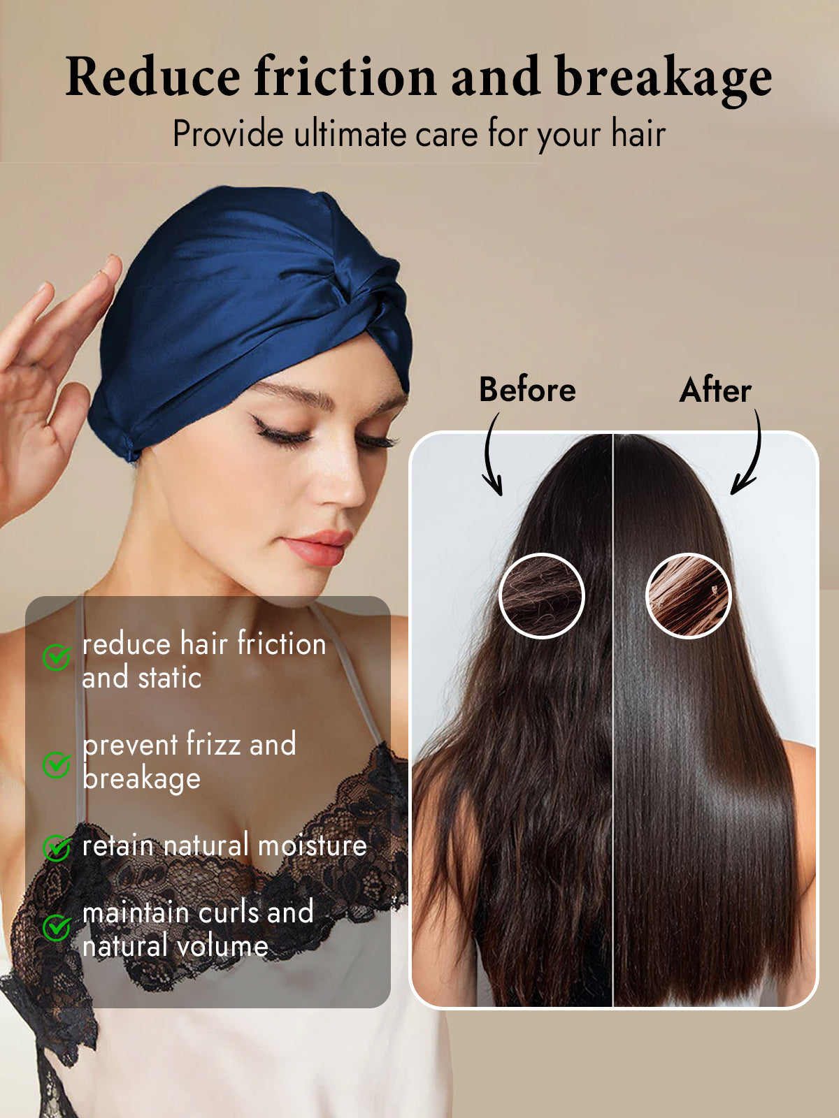 [Dark Blue] SilkSilky-AU Pure Silk Sleep Cap 004