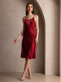 SilkSilky AU Pure Silk Sleeveless Round Neck Dress Wine 005