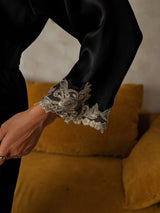 [Black] SilkSilky-AU 3/4 Sleeve Women's Dressing Gown 003