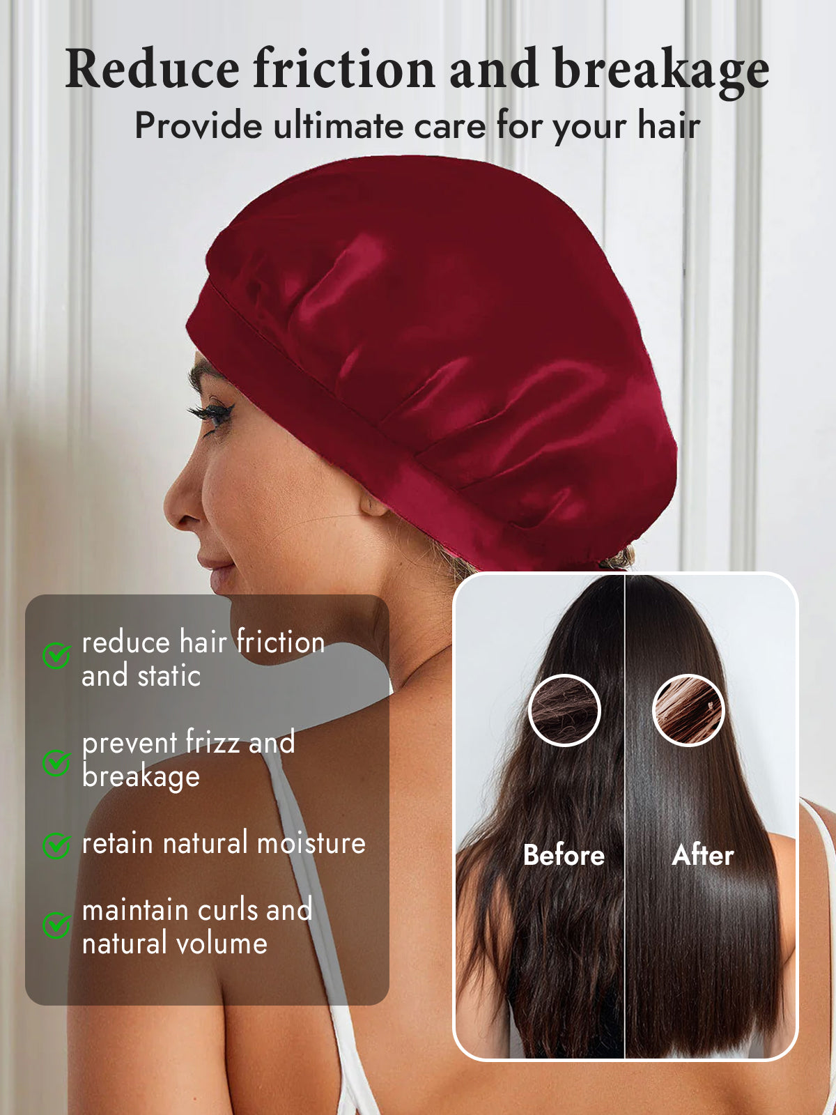 [Wine] SilkSilky-AU Pure Silk Sleep Cap 004