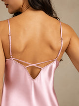 [Light Pink] SilkSilky-AU Sleeveless V Neck Nightgown 005