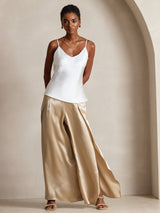 [White] SilkSilky-AU Spaghetti Strap V Neck Camisole 004