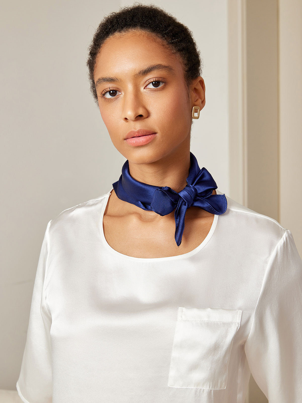 [Dark Blue] SilkSilky-AU Pure Silk Scarf 002