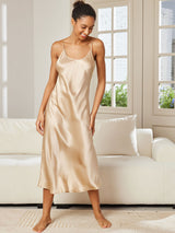 [Champagne] SilkSilky-AU Sleeveless V Neck Nightgown 003