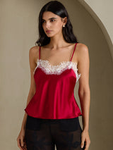 [Wine] SilkSilky-AU Spaghetti Strap V Neck Camisole 001