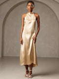 SilkSilky AU 19Momme Silk Sleeveless Dress Champagne 005