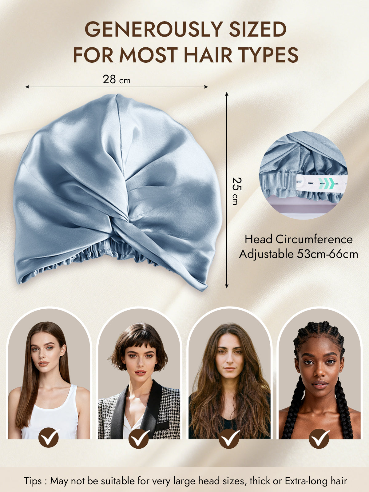 [Steel Blue] SilkSilky-AU 22Momme Pure Silk Sleep Cap 005