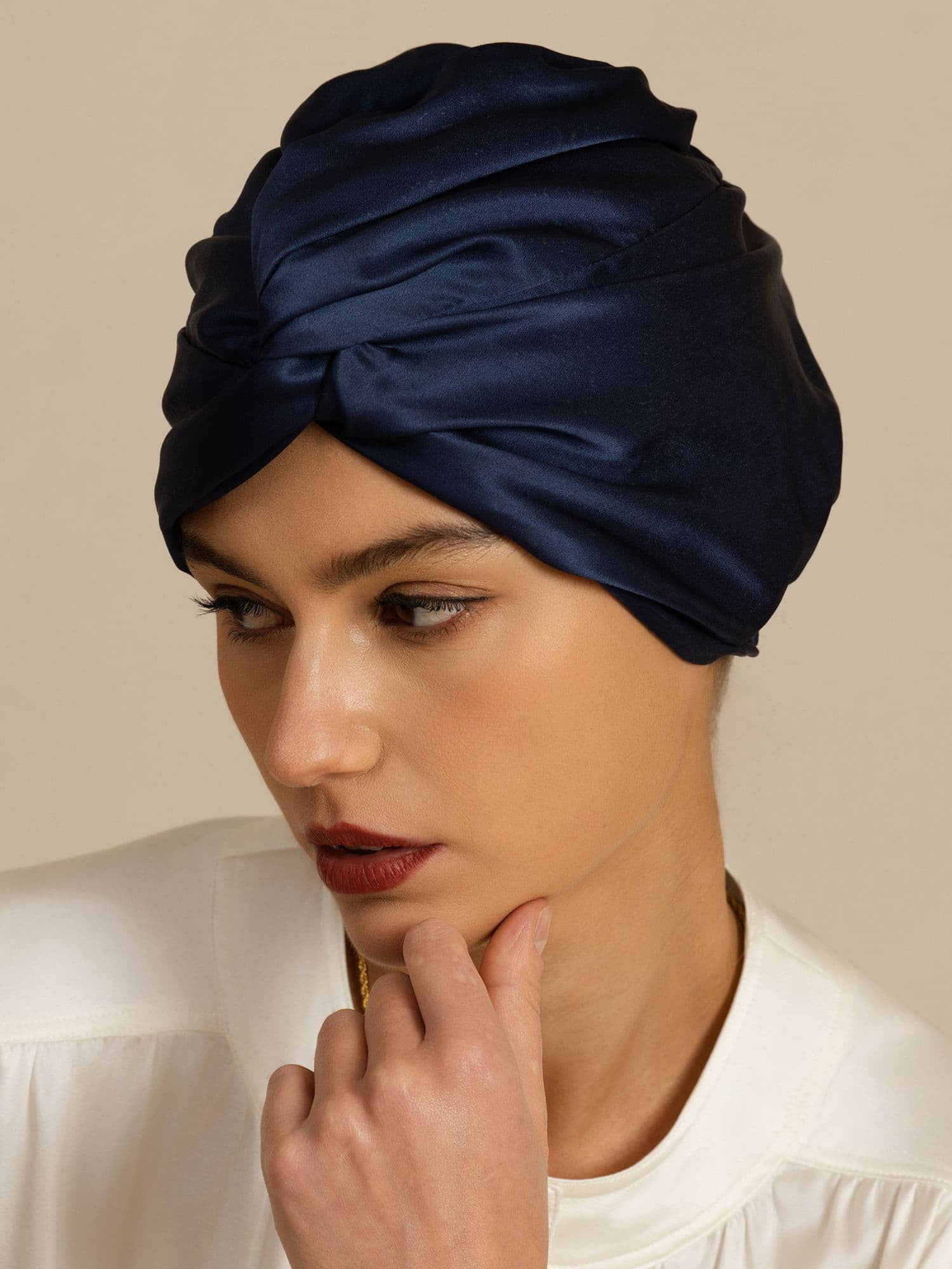 [Dark Blue] SilkSilky-AU 22Momme Sleep Cap 005