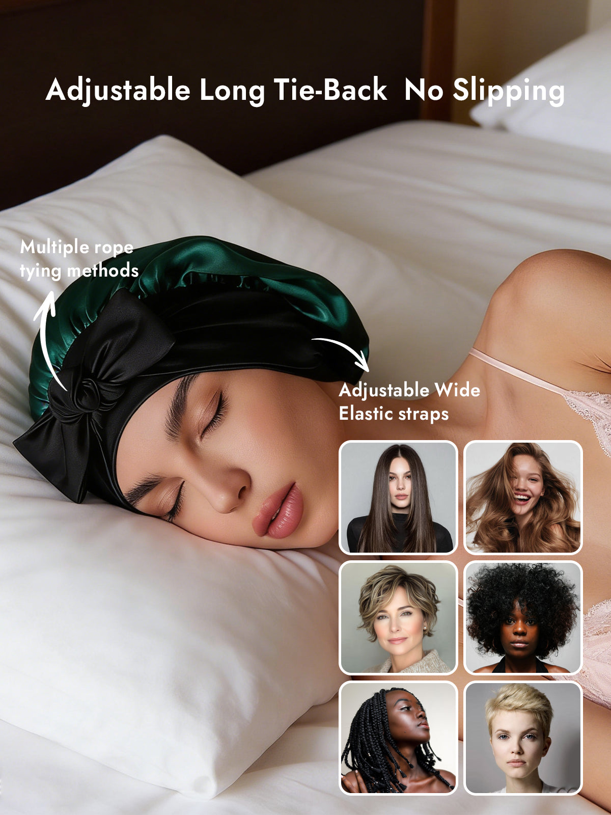 [Dark Green] SilkSilky-AU Pure Silk Sleep Cap 004