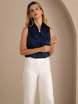 [Dark Blue] SilkSilky-AU Sleeveless Tie Neck Camisole 006