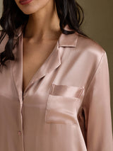 [Tuscany] SilkSilky-AU Long Sleeve Lapel Collar Nightshirt 004