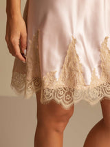 [Pink] SilkSilky-AU Sleeveless V Neck Nightgown 005