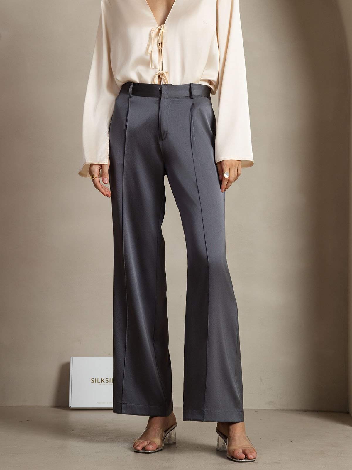 [DarkGray] SilkSilky-AU 19Momme Silk Womens Pants 001