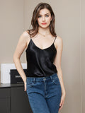 SilkSilky-AU Pure Silk Sleeveless V Neck Camisole Black 004