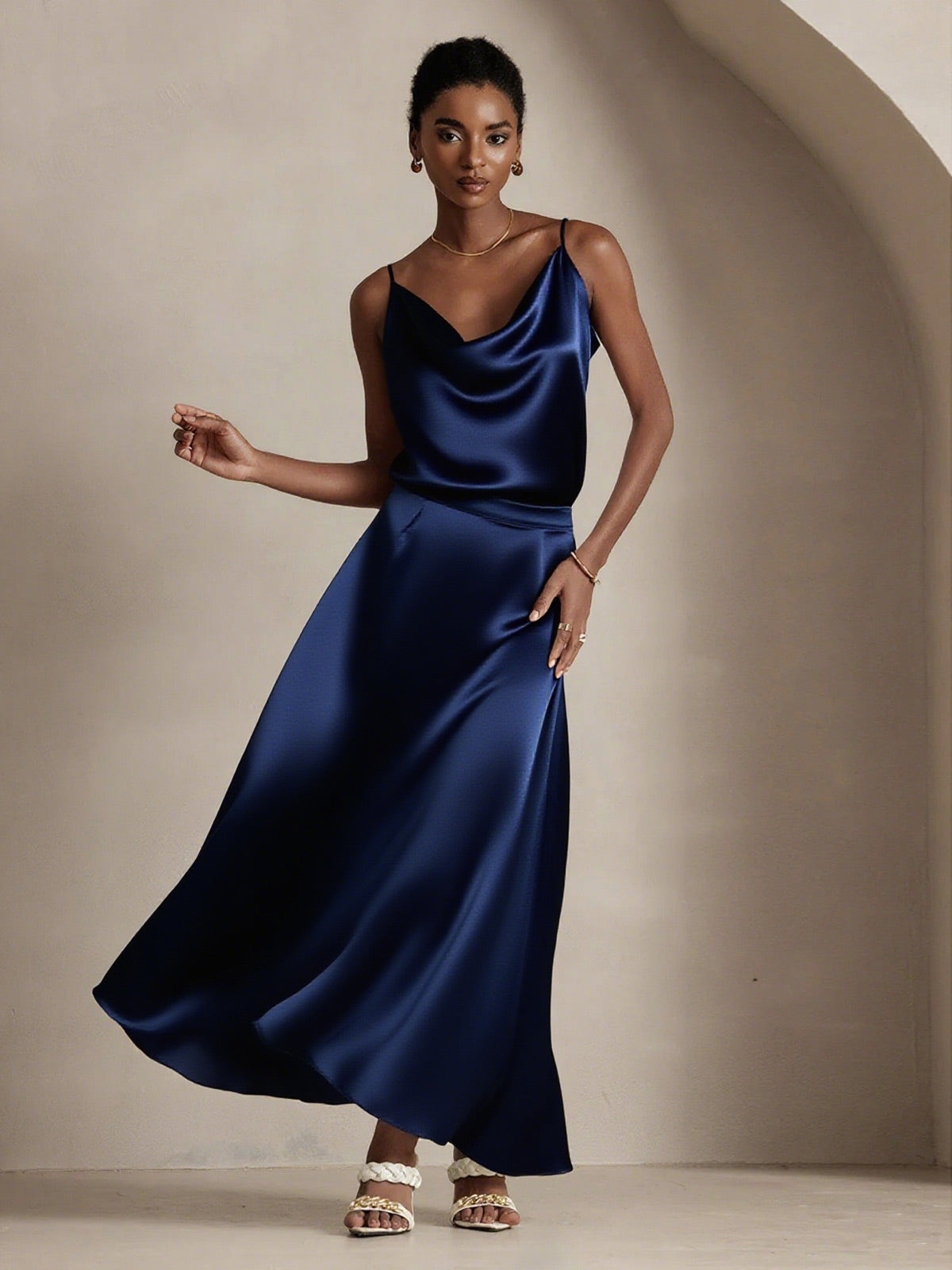 [Dark Blue] SilkSilky-AU 19Momme Silk Skirt 001