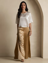[White] SilkSilky-AU Half Sleeve Scoop Neck Women's T-Shirt 008
