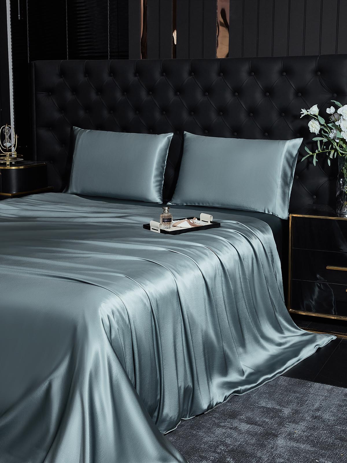 [Grayish Blue] SilkSilky-AU 22Momme Pure Silk Bedding Set 003