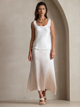 [White] SilkSilky-AU 19Momme Stretch Silk Charmeuse Sleeveless Scoop Neck Camisole 005
