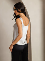 [Silver] SilkSilky-AU 19Momme Stretch Silk Charmeuse Sleeveless Scoop Neck Camisole 002