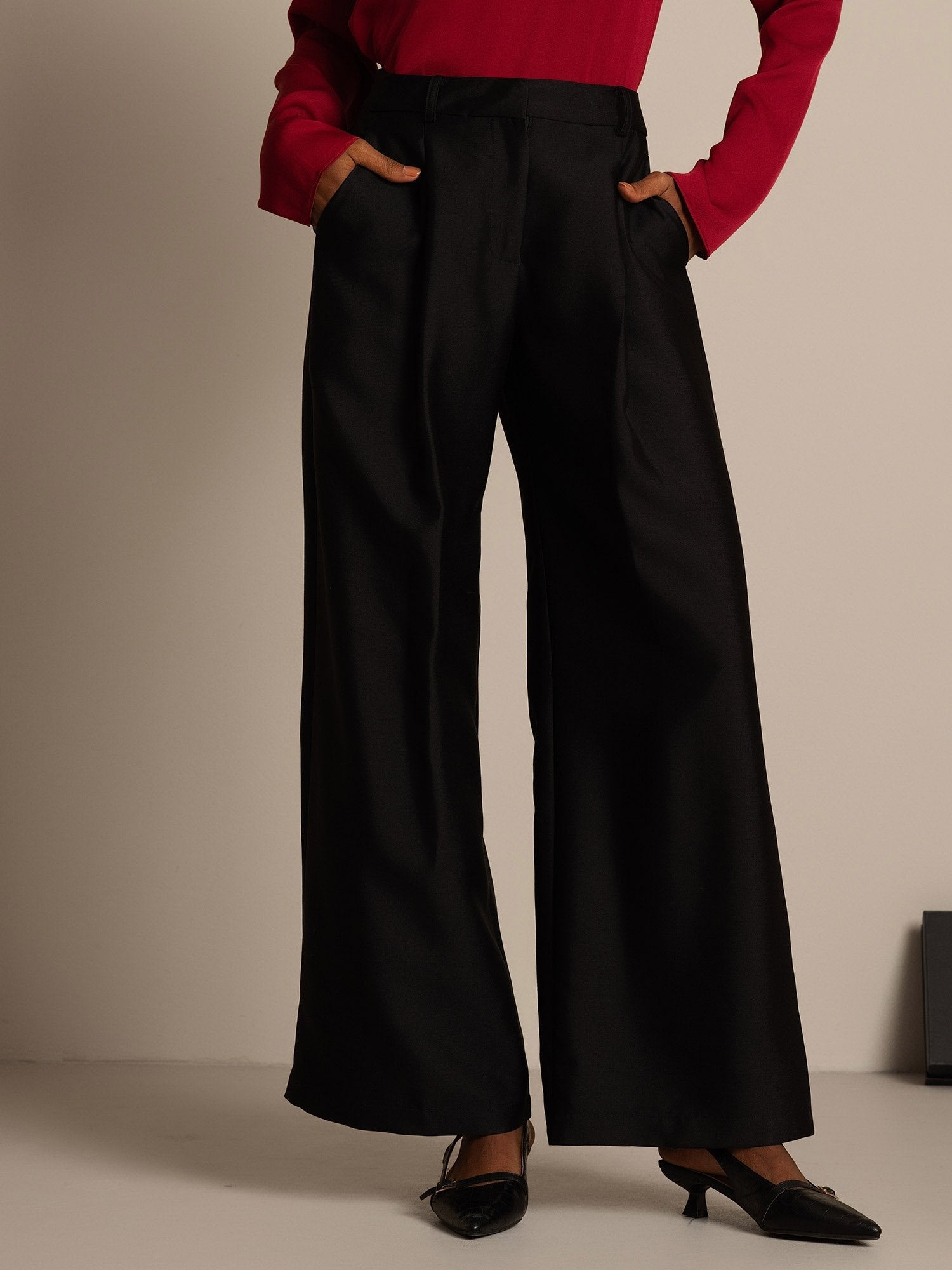 [Black] SilkSilky-AU 32Momme Wool Womens Pants 003,