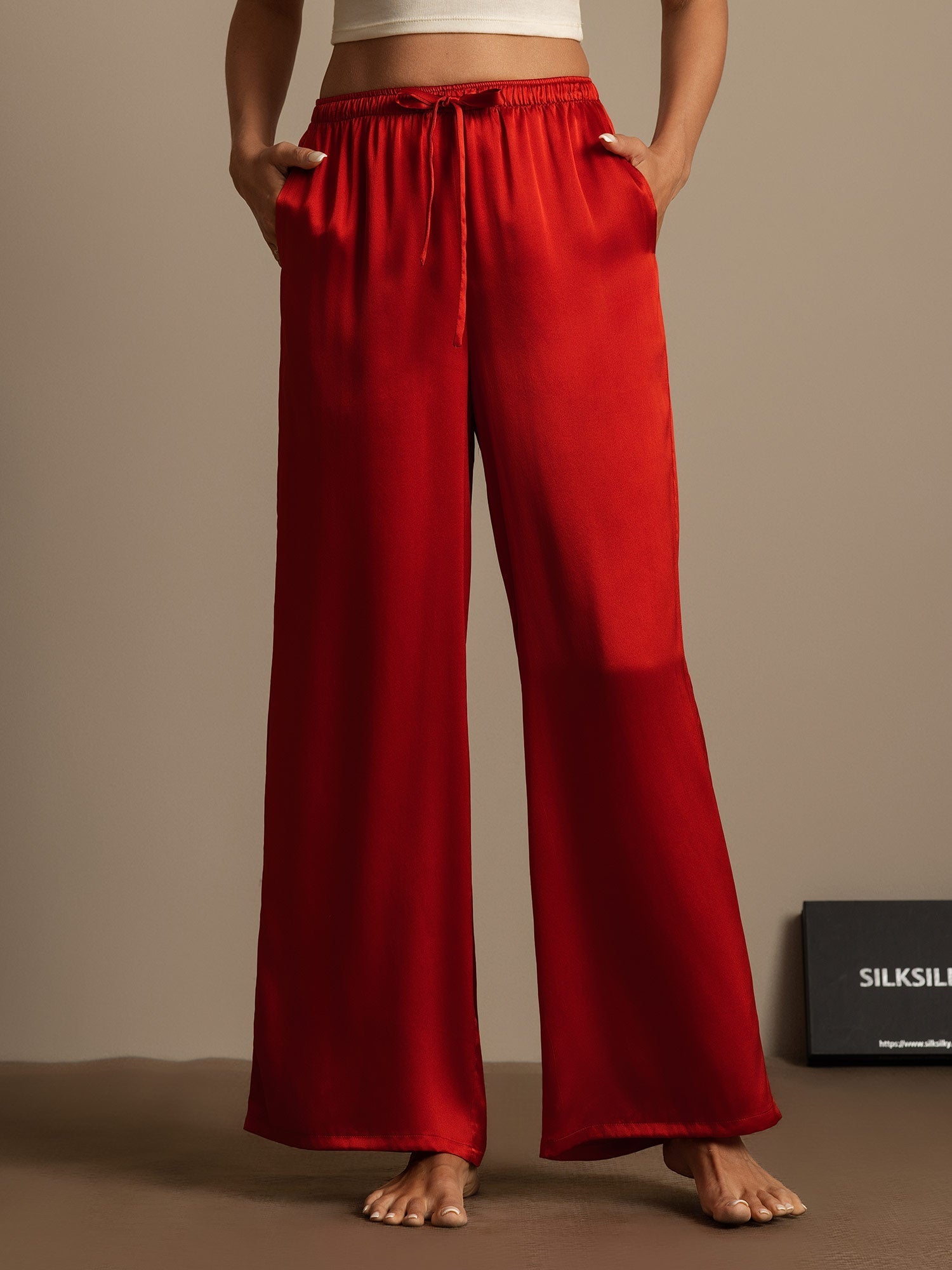 [Wine] SilkSilky-AU Pure Silk Womens Pants 001