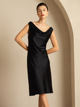 [Black] SilkSilky-AU Sleeveless Cowl Neck Dress 006