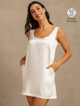 [White] SilkSilky-AU 19Momme Machine-Washable Silk Sleeveless Scoop Neck Nightgown 001