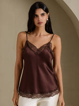 [Brown] SilkSilky-AU Spaghetti Strap V Neck Camisole 001