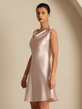 [Pink] SilkSilky-AU Sleeveless Cowl Neck Dress 004