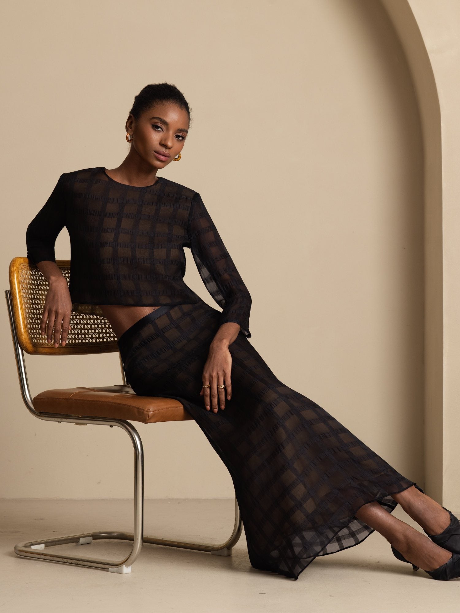 [Black] SilkSilky-AU Pure Silk Skirt 007