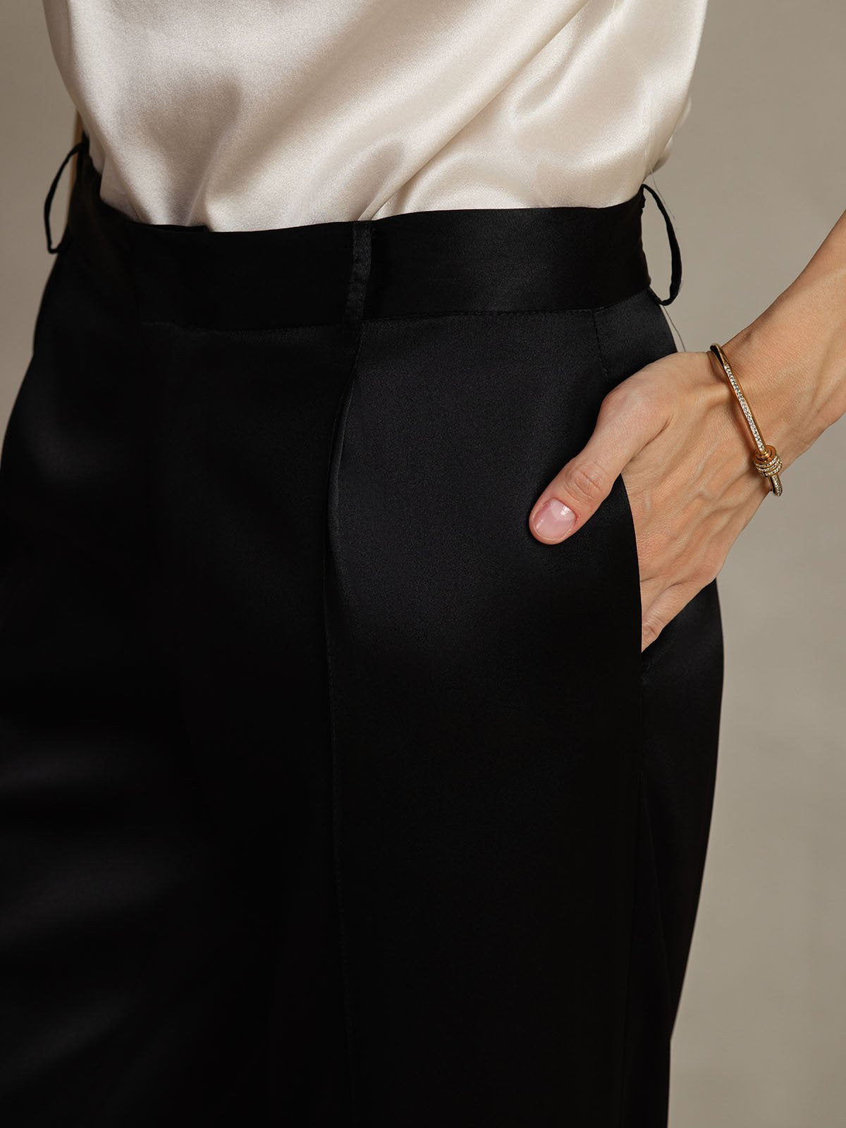 [Black] SilkSilky-AU 19Momme Silk Womens Pants 004