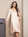 SilkSilky AU Pure Silk Long Sleeve Nightgown Champagne 004