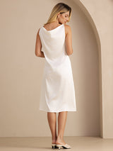 [White] SilkSilky-AU Sleeveless Cowl Neck Dress 002