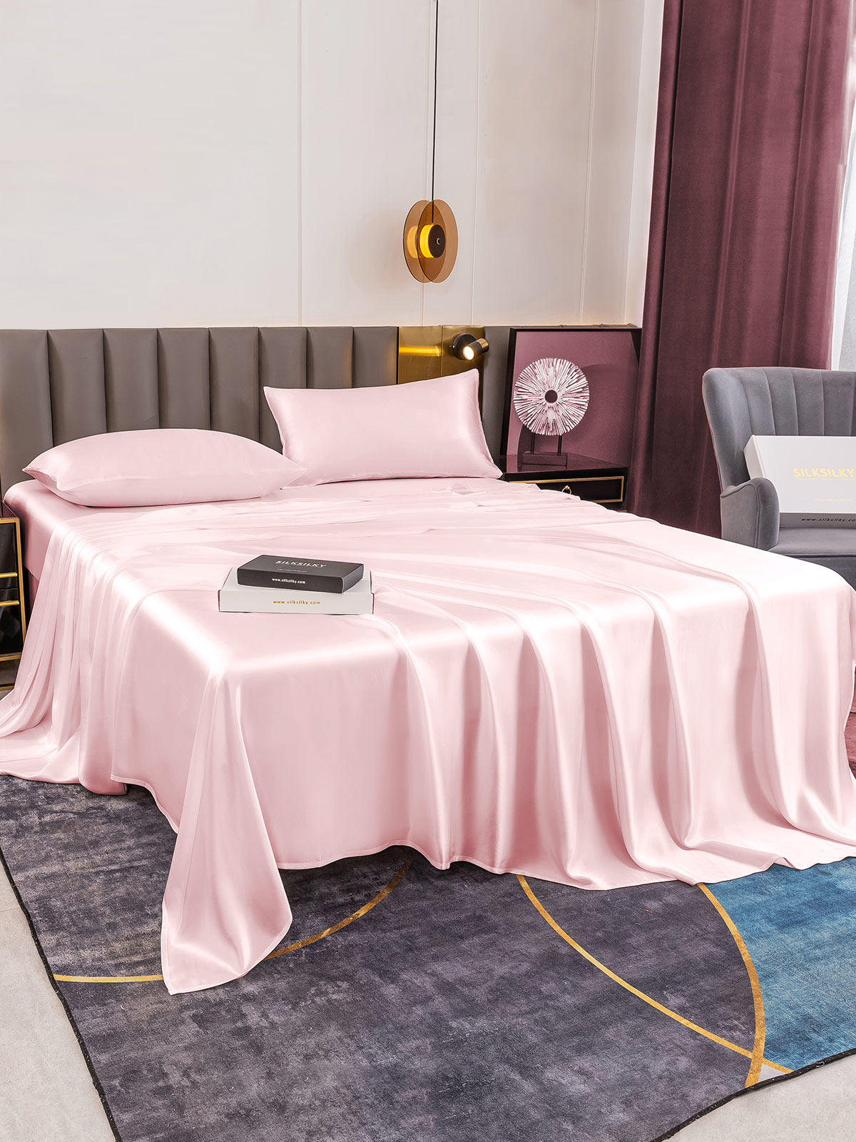 [Pink] SilkSilky-AU 19Momme Pure Silk Bedding Set 005