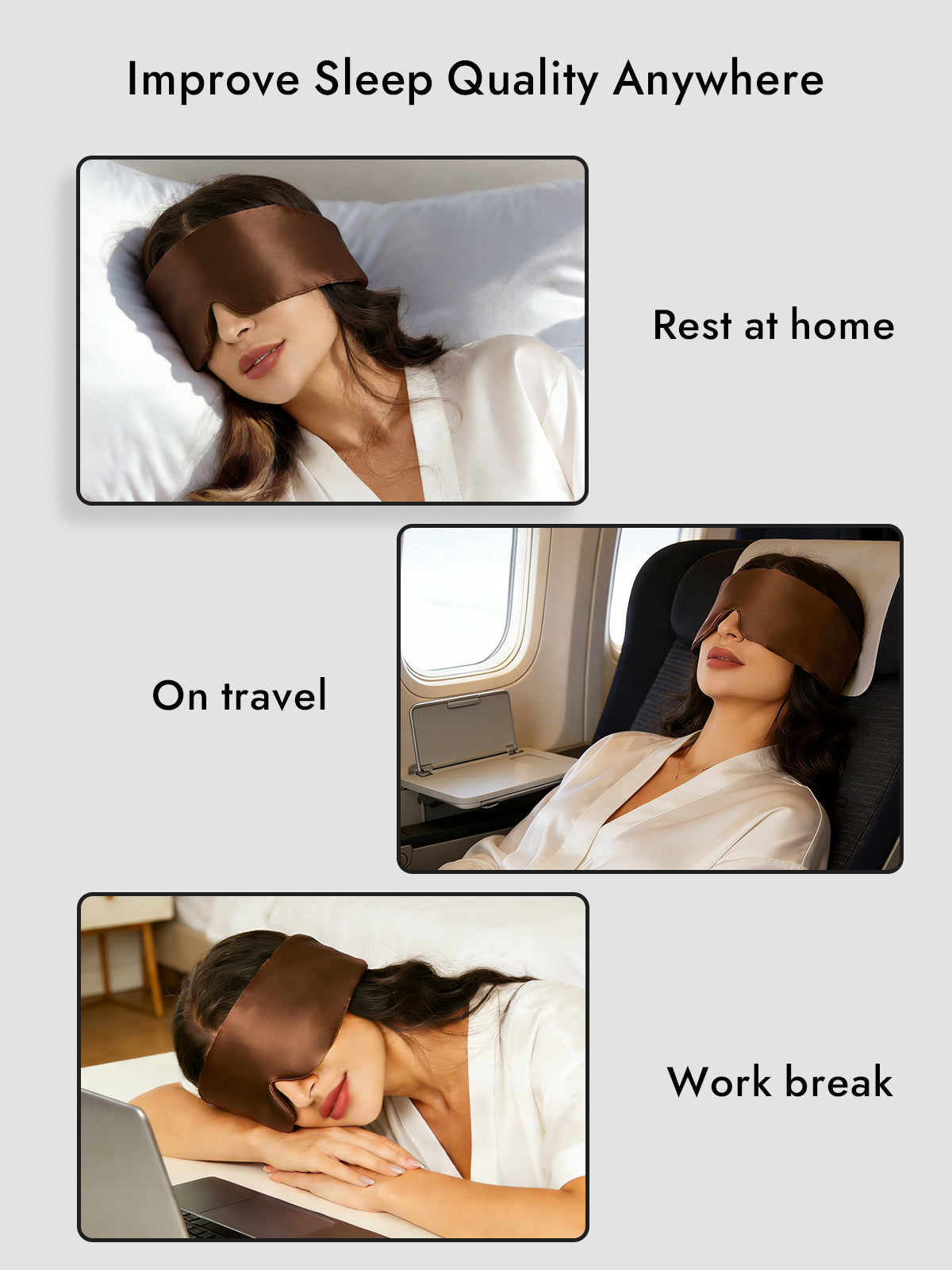 [Coffee] SilkSilky-AU 19Momme Pure Silk Eye Mask 006