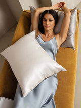 [LightGray+White] SilkSilky-AU 19Momme Pure Silk Pillowcase 004