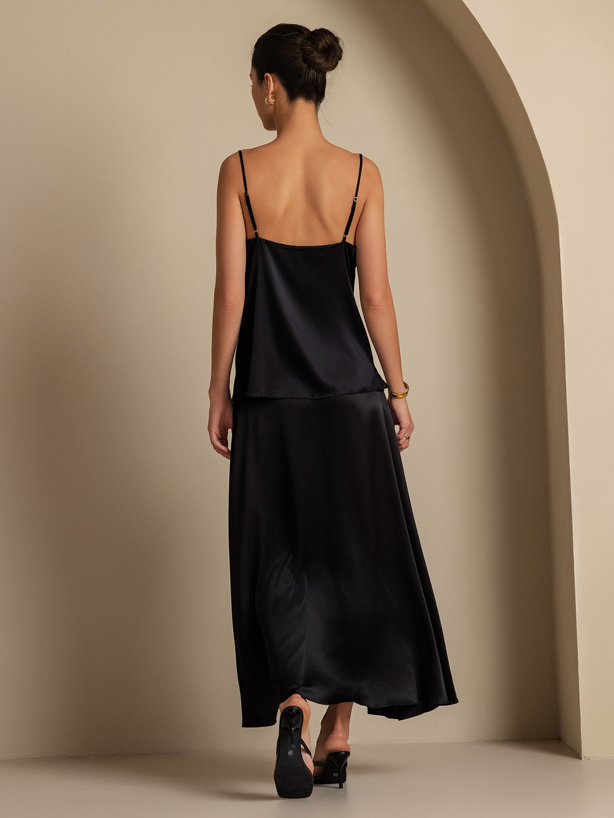 [Black] SilkSilky-AU 19Momme Silk Skirt 003